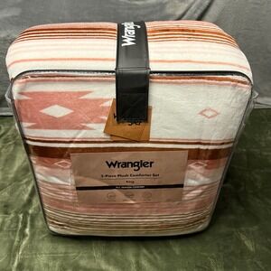 Wrangler 3-Piece Plush Comforter Set King Coral Brown New Southwestern Bedding